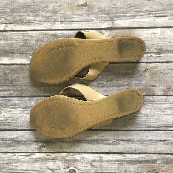 Sam Edelman • Tanya Cork Wedge Vegan Leather Sandals in Nude Size 8 - Picture 6 of 7